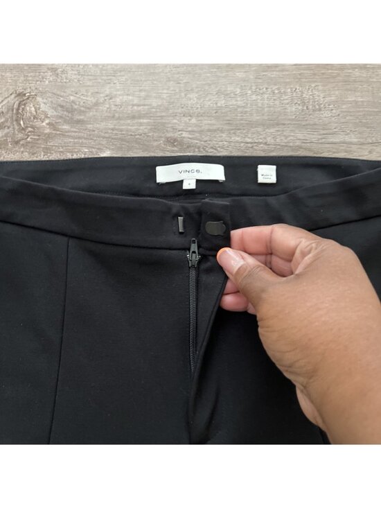 Vince Tapered Stove Pipe Pant Womens 6 Black Pintuck Ponte Full Length - Picture 4 of 16